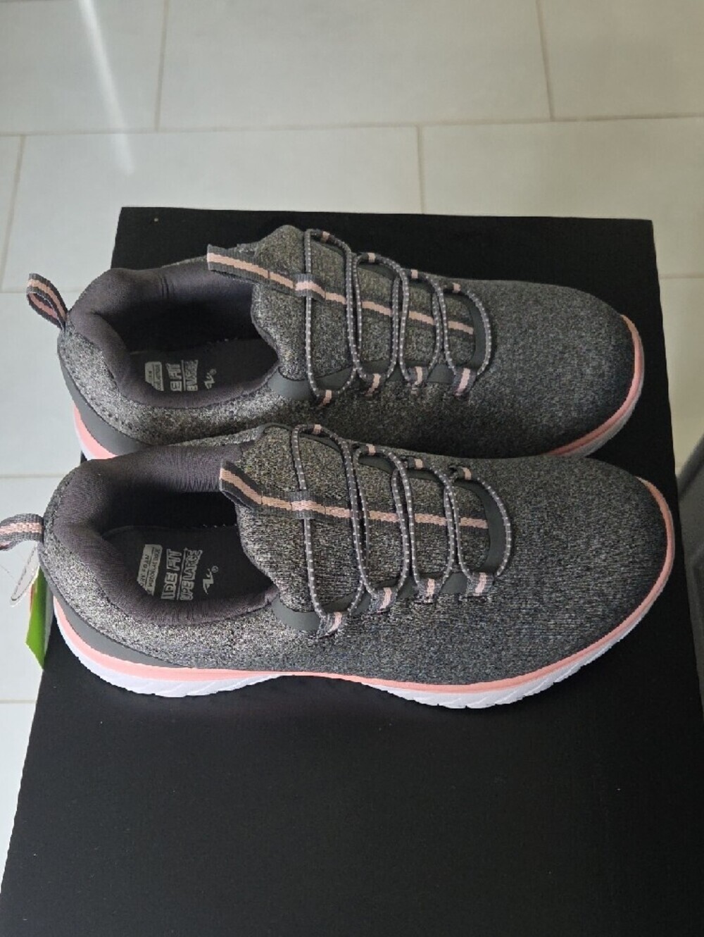 Athletic Works Gray and Pink Slip-On Athletic Shoes - Wide Fit